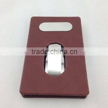 pu and stainless steel push card holder