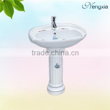 Z005-1 20 inch porcelain new design colorful pedestal wash basin with single hole