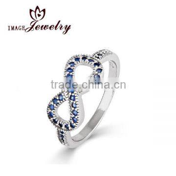 Sparkling sapphire 925 sterling silver CZ infinity ring