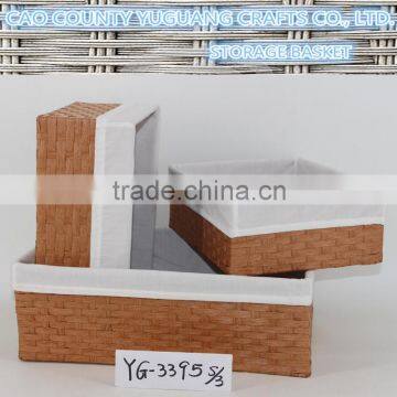 Handmade rectangular paper fabric woven basket