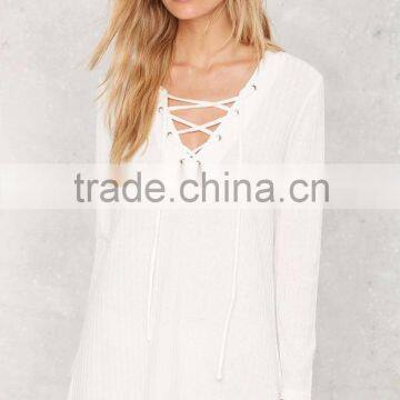 Long Sleeve Soft Loose Dressy Ladies Tunic Top Wholesale photo-2