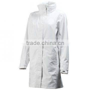 White-Stylish Storm Technical waterproof parka for ladies contrast zipper -up waterproof coat with concealed hood