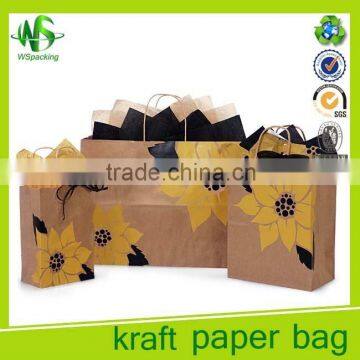 Printed brown kraft stylish designer paper bags for shopper