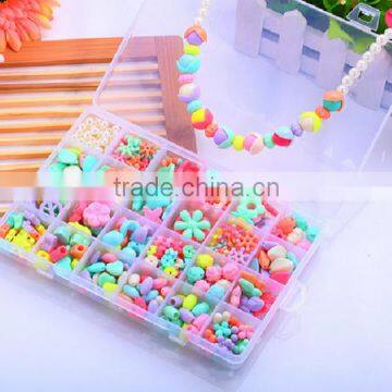 Custom fashion diy handmade jewelry box set kids string beads toy