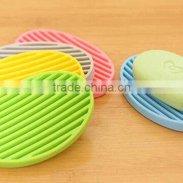 Assorted Colors Silicone soap holder, Kitchen and Bathroom Silicone soap tray