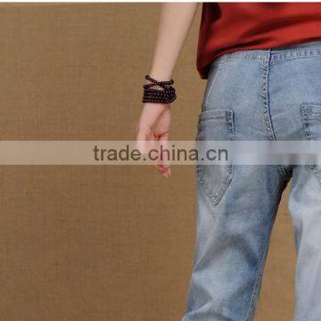 2015 Light Color Plus Size Cropped Denim Pants photo-2