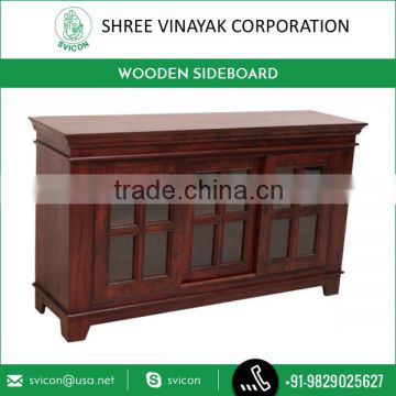 Finest Quality Wooden Sideboard with Glass Doors and Wooden Frames