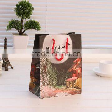 fashion green trees shopping tote bag kid's gift for Christmas hand shopping tote paper bag