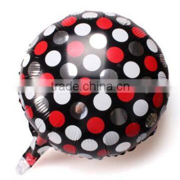 18inch black red polka dot metalic plain helium foil balloons