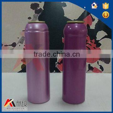 Violet color round shape cosmetic aluminum bottle