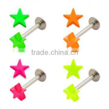 Neon Star Labret Lip Piercing Jewelry