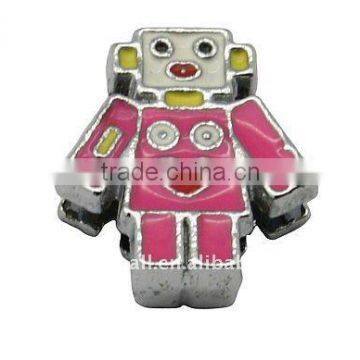 Alloy Enamel Slide Charms, Nickel, Robot, Multicolor, about 11.6x12.7x4mm, hole: 1.6x8mm(ENAM-Q254-2)