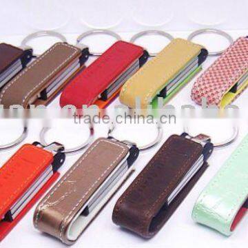 hot sale fashion leather usb stick with Key chains