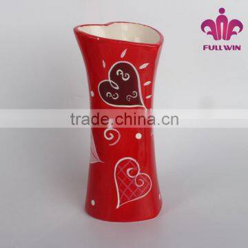 valentine's day colorful heat shaped glazed ceramic vase for wedding decoration