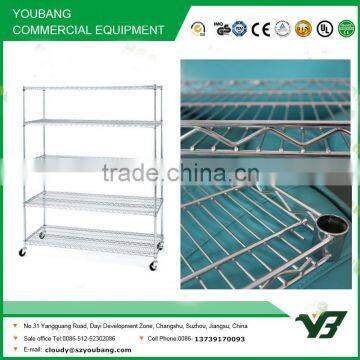2015 Hot Sell NSF 150KGS 72x24 Inch 6 Layer Chrome Hospital Heavy Duty Wire Shelving Rack With Wheels (YB-WS020) photo-2