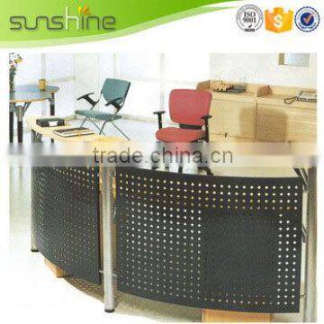 Office Reception Desk White Table Green Dampers With Iron Frame Modern photo-3