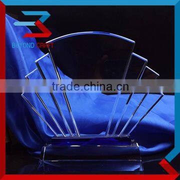 blank fan shaped glass awards crystal prize