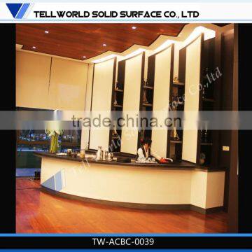 2014 hot sale modern popular luxury boat shape artificial marble hotel bar counter furniture