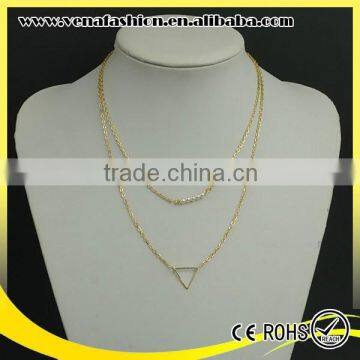 Double Layers Thin Simple Gold Long Chain Pearl Necklace photo-4