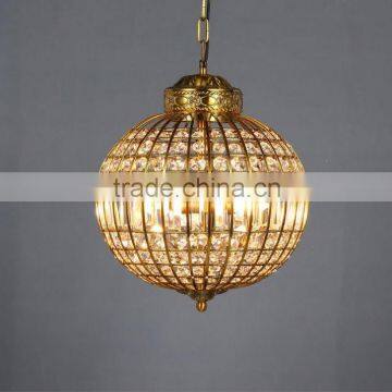 New design calssic blue black shade arched support round ball decor white printing fabric crystal chandelier pendant light