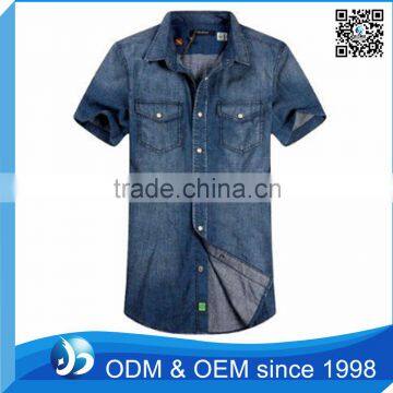Custom Denim Color Men's Jeans Shirt
