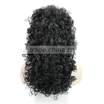 long kinky curly synthetic wig black color for women