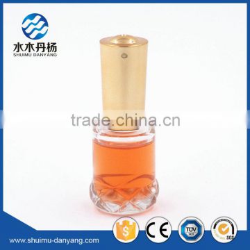 Fancy round brush and cap clear glass nail polish bottle