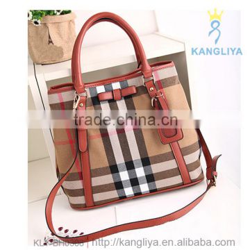 Factory check handbag classy vertical style tote girls bags canvas casual shoulder bag