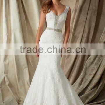 (MY1327) Wedding Gown Mermaid V-neck Sleeveless Lace Wedding Dresses Turkey Istanbul