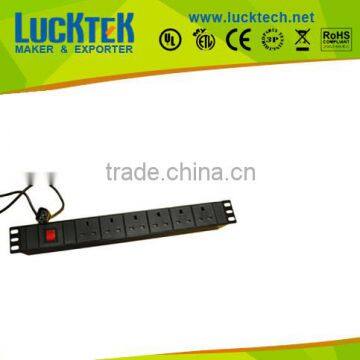 6-way UK PDU sockets,1.5U 19inch UK PDU with switch