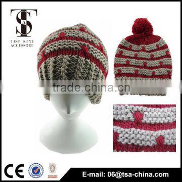 wholesale custom acrylic pom-pom knitted girl's hat