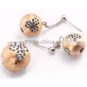 Wholesale Latest design fashion stainless steel ball shaped pendant and jewelry set MXSE30015