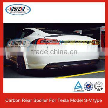 Carbon fiber Rear Lip Spoiler V Type For Tesla Model S 2012-2016