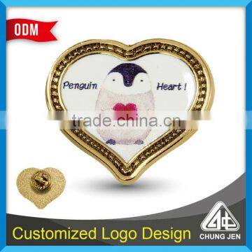 Custom Design Heart Shape Metal Pin Badges With Printed photo-2