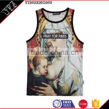 2016 new arrival Super stretch cotton men's tight vest sublimation vest for men with low price