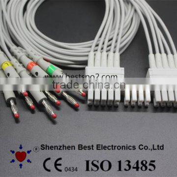 Mortara 250C 10 leads EKG cable and leadwires,Banana 4.0 plug IEC