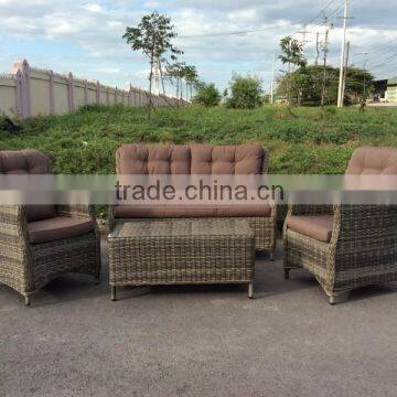 WICKER SOFA SET/POLY RATTAN SOFA OUT DOOR/ SOFA (2 CHAIRS+1 BENCH+1 TABLE+ CUSHION SET)