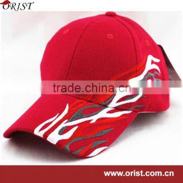 custom new design flame cap with embroidery logo