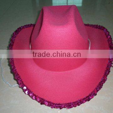 Wholesale Custom Cowboy Hat Non-woven Party Hat With Sequin Brim