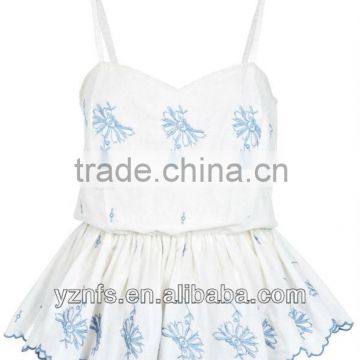 The cute style embroidery sun-top loose tank tops wholesale women