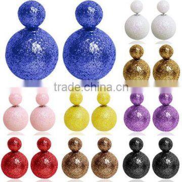 American Style Candy Earrings Accessory Gold Powder Series Different Size Beads Double Side Clip-on Earring For Women