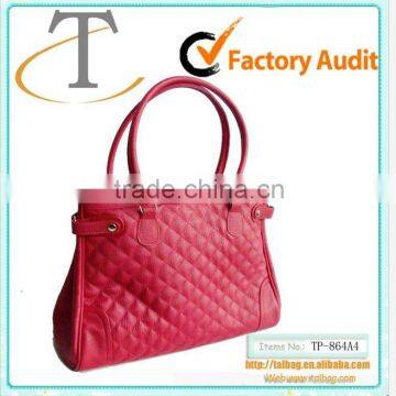 quilted patent pu tote bag