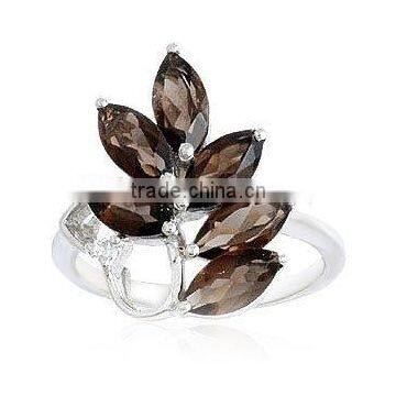 smoky silver ring, silver ring online, semi precious silver ring