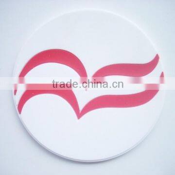 round drink coaster , 1c logo printed soft plastic coaster