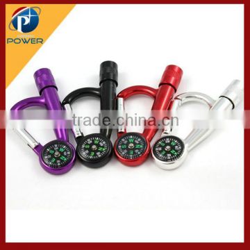 Mini aluminum compass flashlight Carabiner