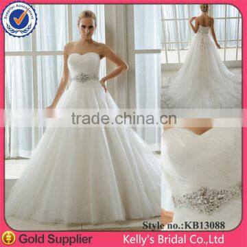 2015 popular sweetheart neckline shiny tulle with beaded belt gorgeous bridesmaid dresses