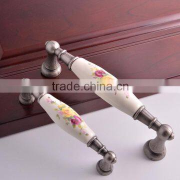 Zinc Alloy Porcelain Classical Furniture Accessories Ceramic Kitchen Cupboard Pull Handles