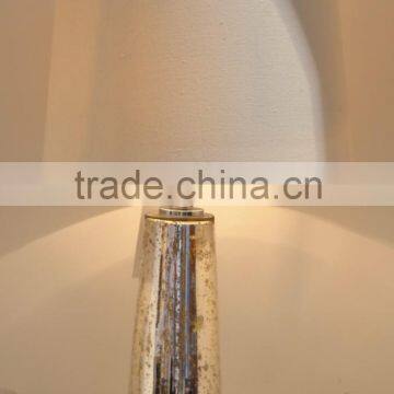 Portugal hot sale in thicken base spotted glass desk lamp with white fabric lamp shade for bedside lighting