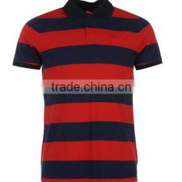 2016 best selling high quality striped two color 100% cotton mens polo shirt shopping online