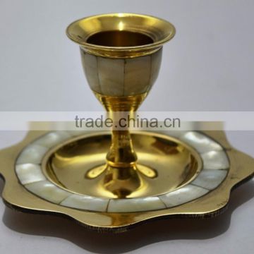 Exclusive design hand made Brass candleStick holders with Mop 6036